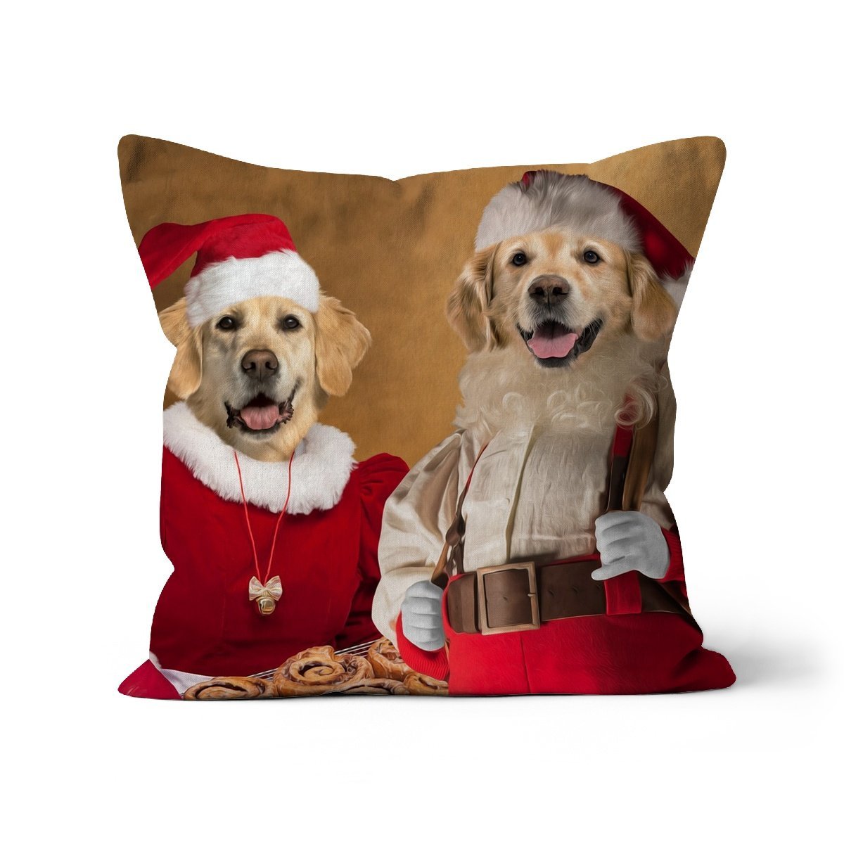 Mr & Mrs Claus: Custom Pet Pillow - Paw & Glory - Dog Portraits - Pet Portraits