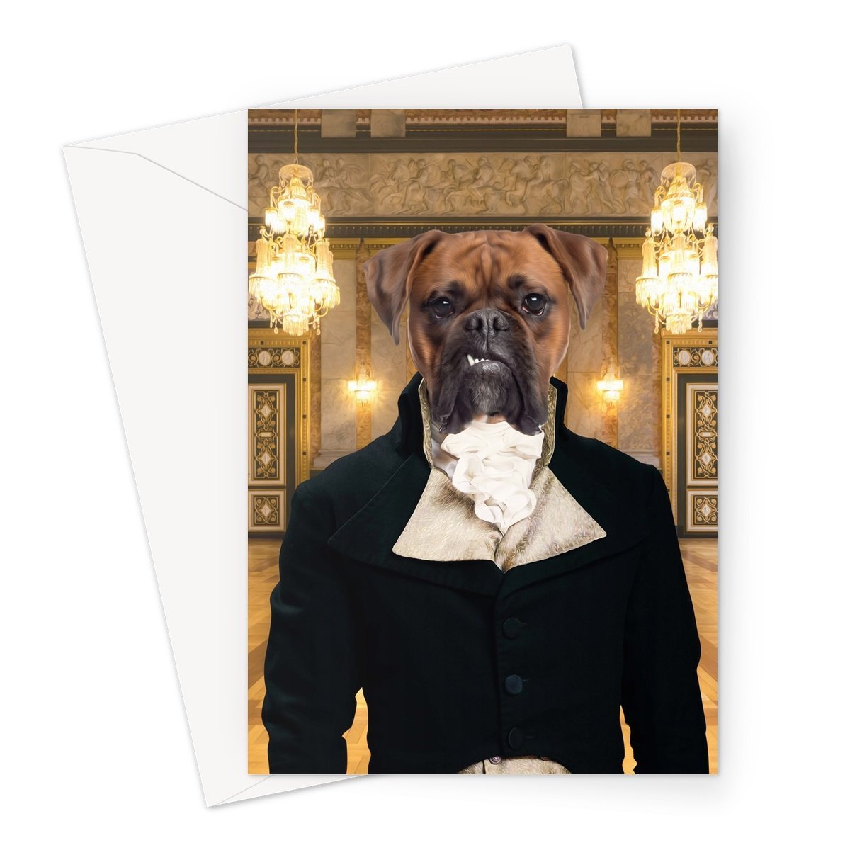 Pet Portraits | Mr Warleggan (Poldark Inspired): Custom Pet Greeting Card | Paw & Glory