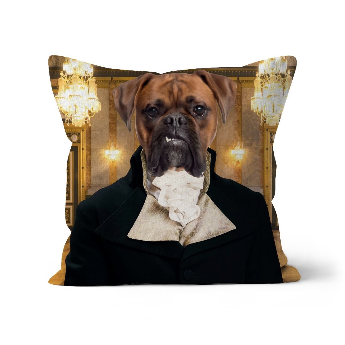 Pet Portraits | Mr Warleggan (Poldark Inspired): Custom Pet Pillow | Paw & Glory