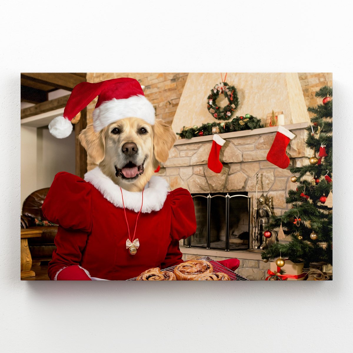 Pet Portraits | Mrs Claus: Custom Pet Canvas | Paw & Glory