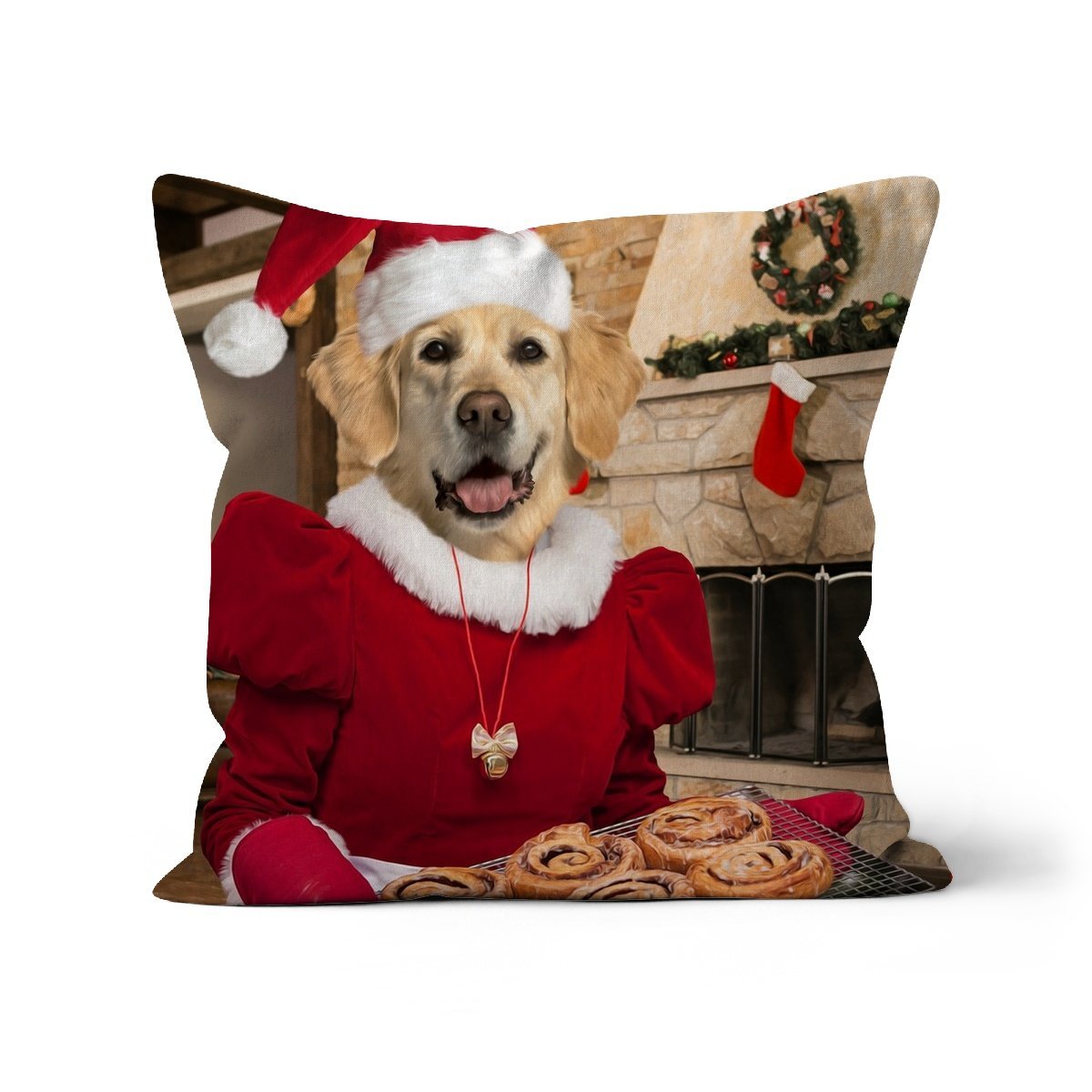 Pet Portraits | Mrs Claus: Custom Pet Pillow | Paw & Glory