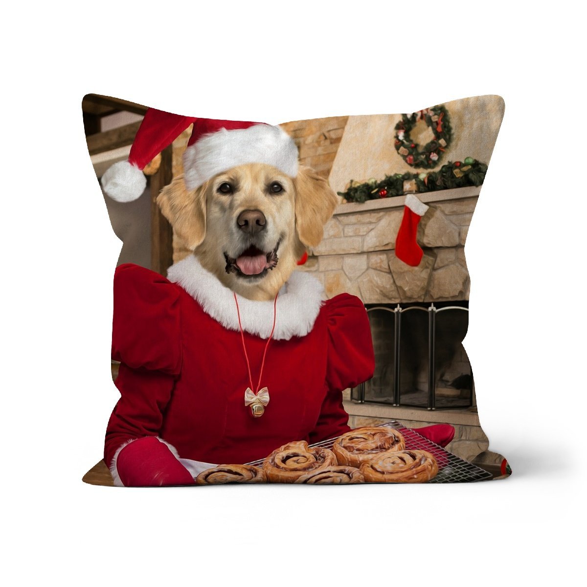Mrs Claus: Custom Pet Pillow - Paw & Glory - Dog Portraits - Pet Portraits