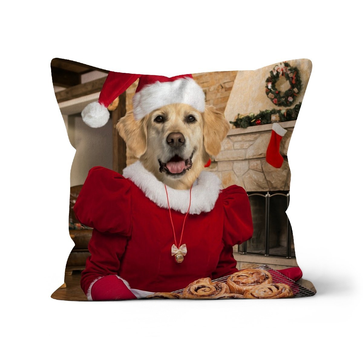Pet Portraits | Mrs Claus: Custom Pet Pillow | Paw & Glory