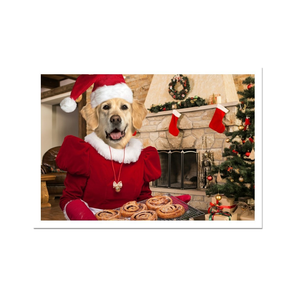 Mrs Claus: Custom Pet Portrait - Paw & Glory - Dog Portraits - Pet Portraits