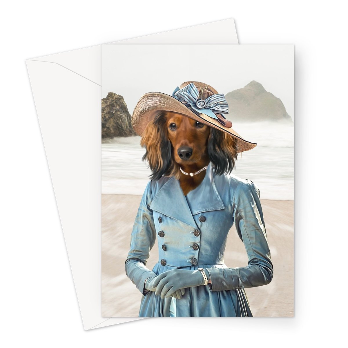 Pet Portraits | Mrs Warleggan (Poldark Inspired): Custom Pet Greeting Card | Paw & Glory