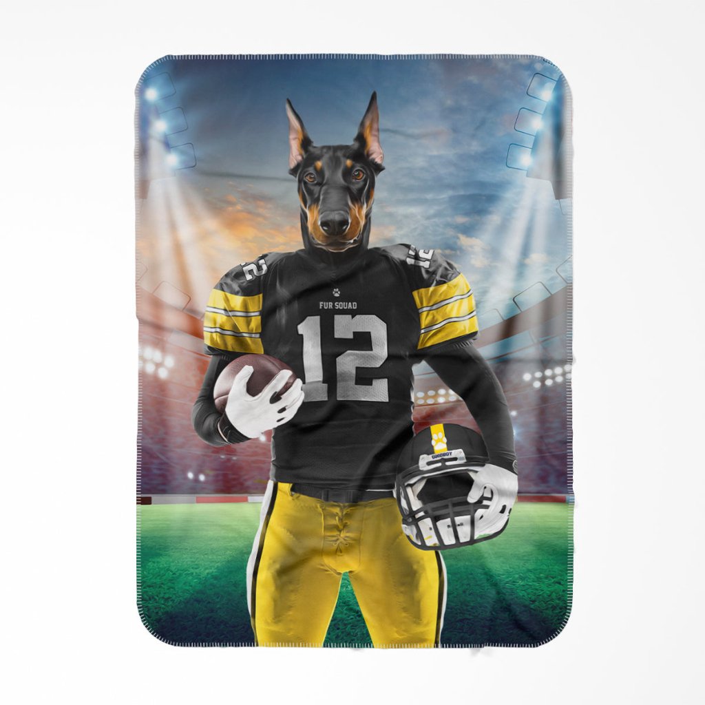 Pet Portraits | Muttsburgh Steeler: Custom Pet Blanket | Paw & Glory