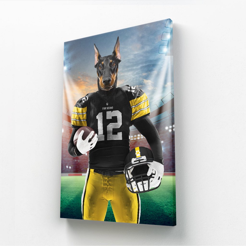 Pet Portraits | Muttsburgh Steeler: Custom Pet Canvas | Paw & Glory
