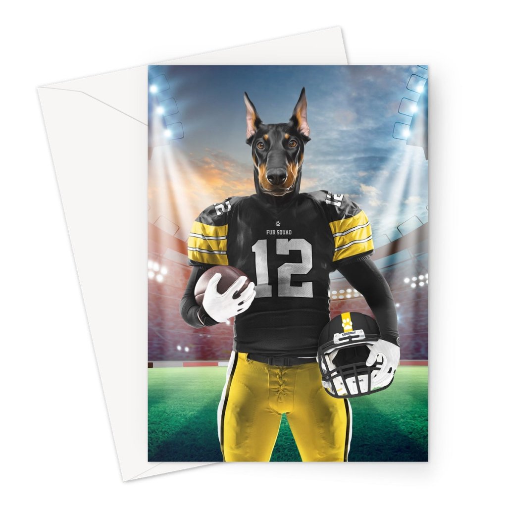 Pet Portraits | Muttsburgh Steeler: Custom Pet Greeting Card | Paw & Glory