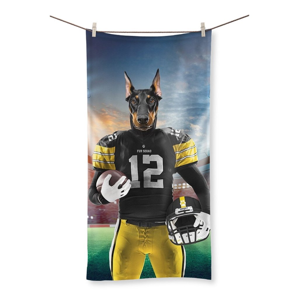Pet Portraits | Muttsburgh Steeler: Custom Pet Towel | Paw & Glory