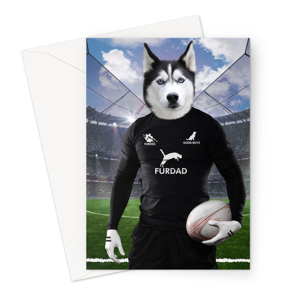 Pet Portraits | New Zealand Rugby Team: Custom Pet Greeting Card | Paw & Glory