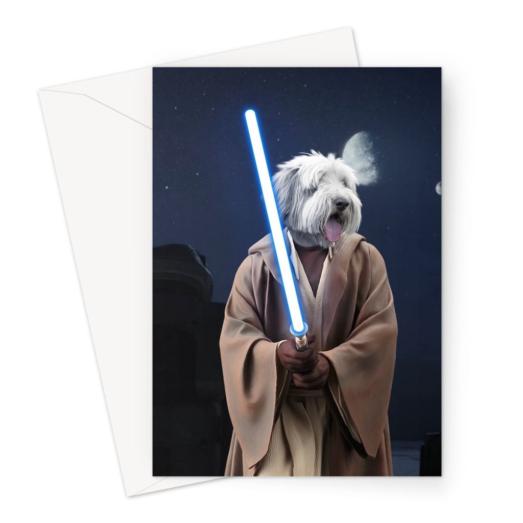 Pet Portraits | Obi Wan Kanobi (Star Wars Inspired): Custom Pet Greeting Card | Paw & Glory