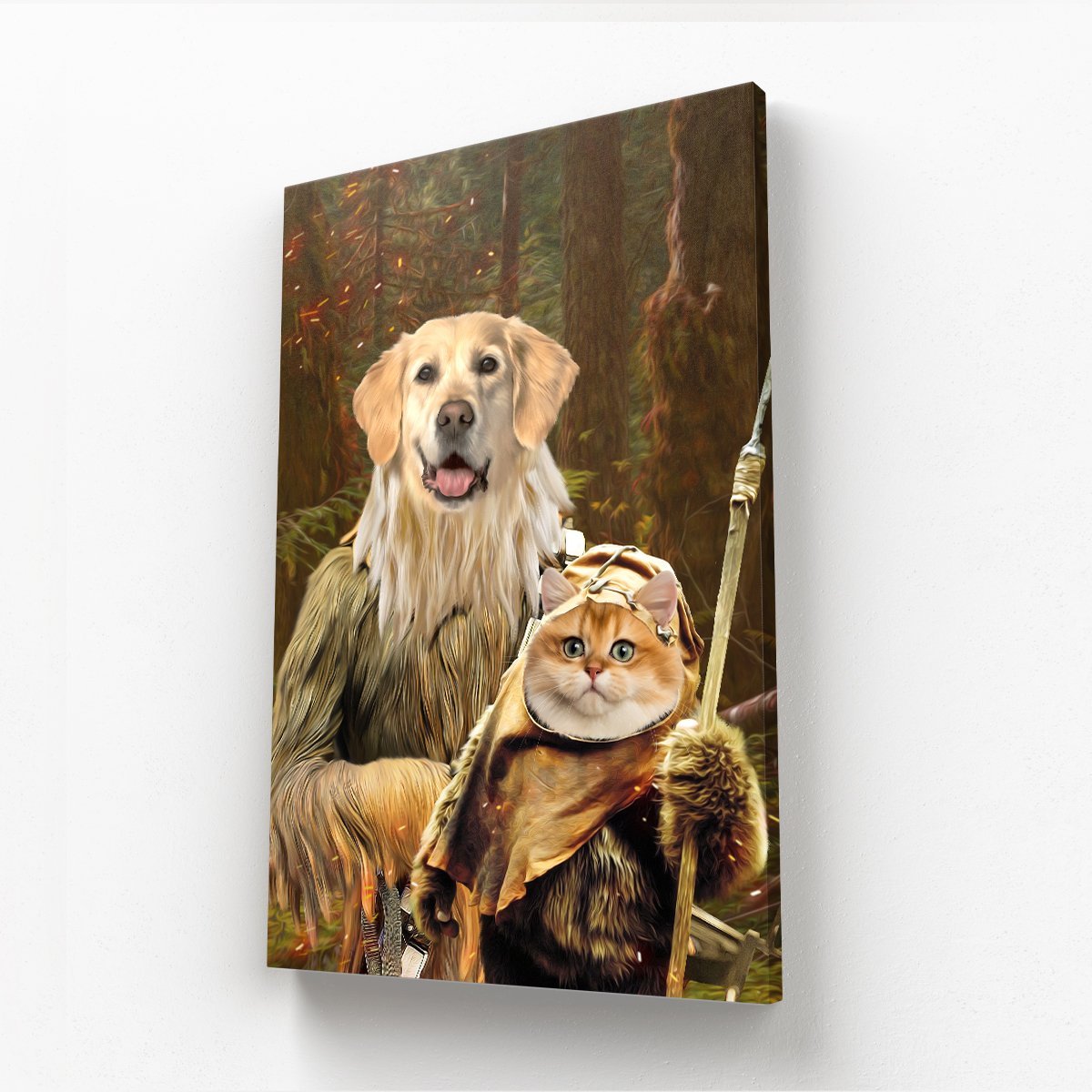 Pet Portraits | Pawbecca & Ewok (Star Wars Inspired): Custom Pet Canvas | Paw & Glory