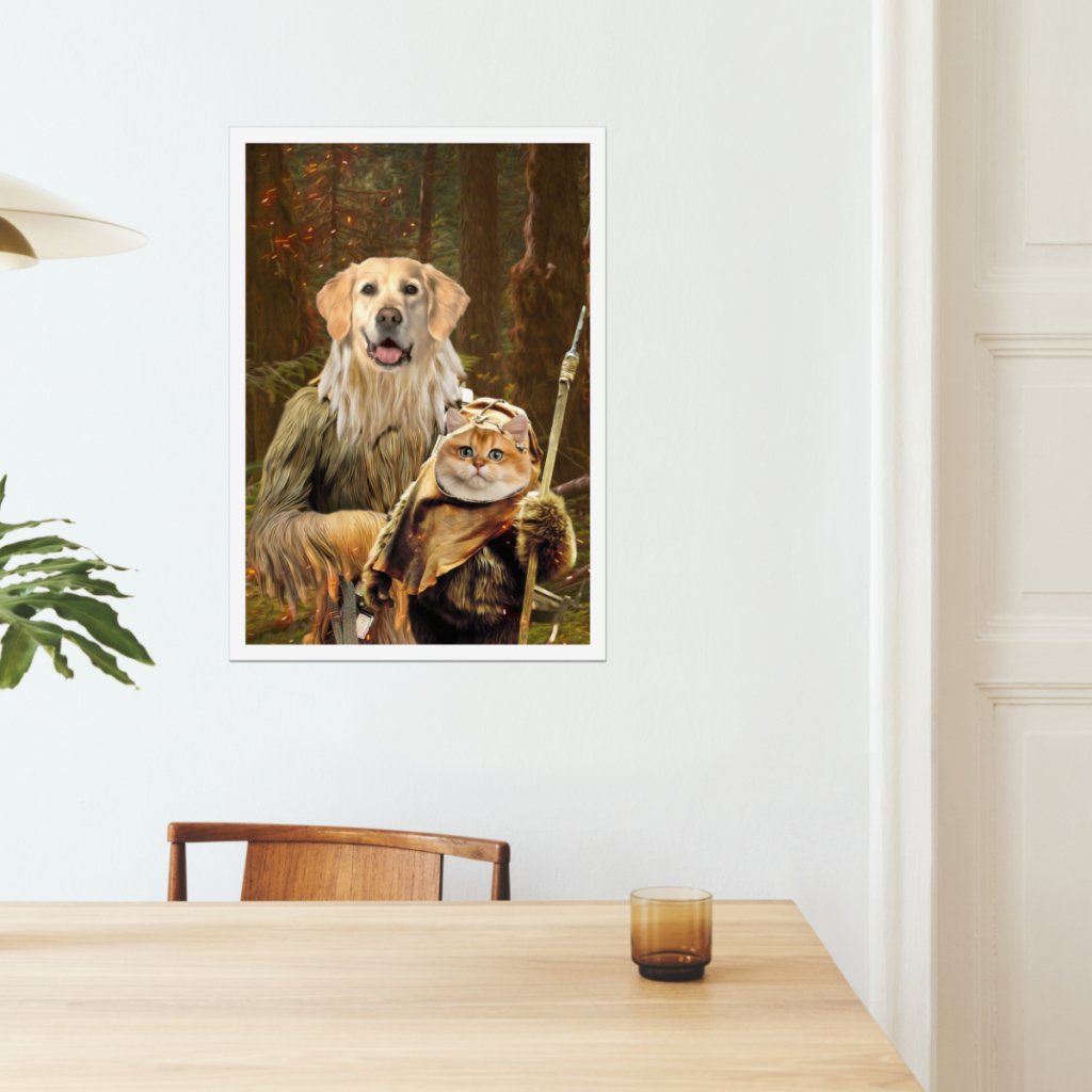 Pet Portraits | Pawbecca & Ewok (Star Wars Inspired): Custom Pet Poster | Paw & Glory