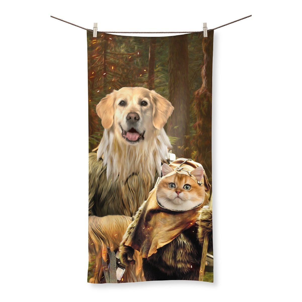 Pawbecca & Ewok (Star Wars Inspired): Custom Pet Towel - Paw & Glory - Dog Portraits - Pet Portraits