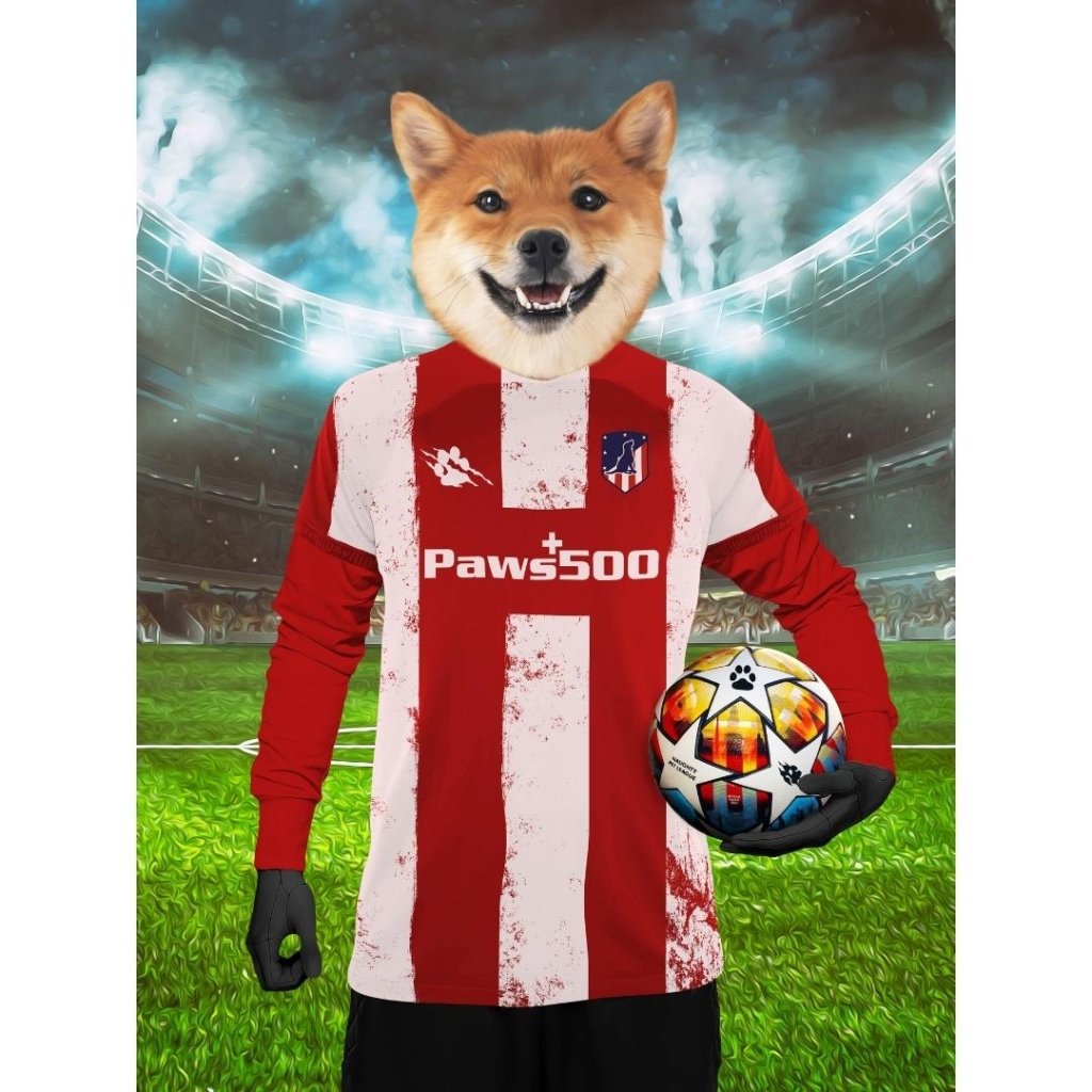Pet Portraits | Pawtheletico Madrid Football Club: Custom Digital Download Pet Portrait | Paw & Glory