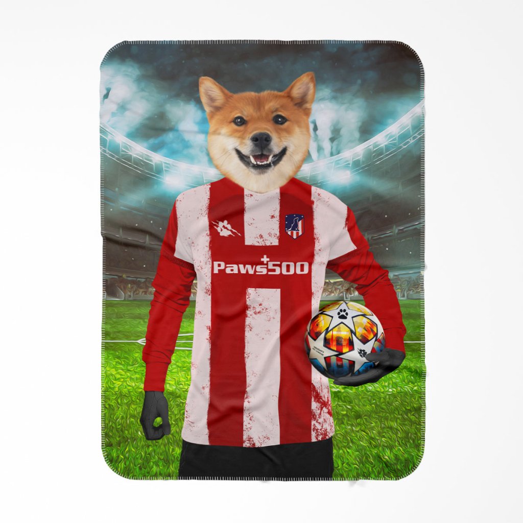 Pet Portraits | Pawtheletico Madrid Football Club: Custom Pet Blanket | Paw & Glory