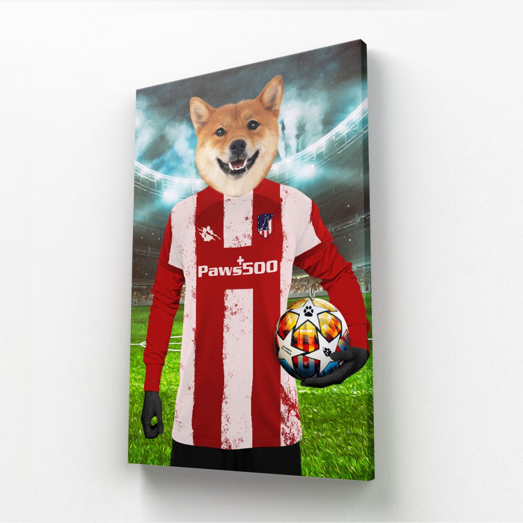 Pet Portraits | Pawtheletico Madrid Football Club: Custom Pet Canvas | Paw & Glory