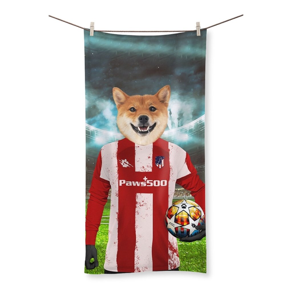 Pawtheletico Madrid Football Club: Custom Pet Towel - Paw & Glory - Dog Portraits - Pet Portraits