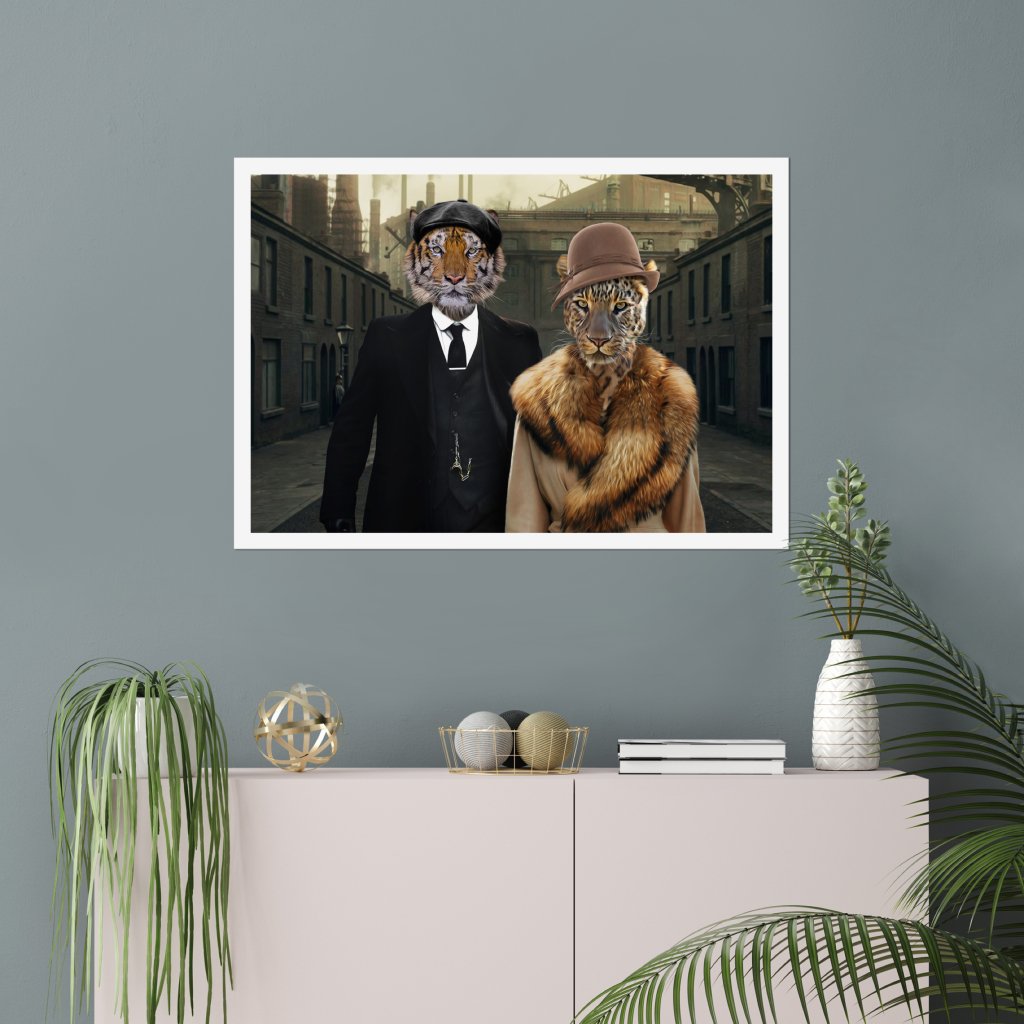 Pet Portraits | Peaky Blinders Male & Female: Animal Art Poster | Paw & Glory