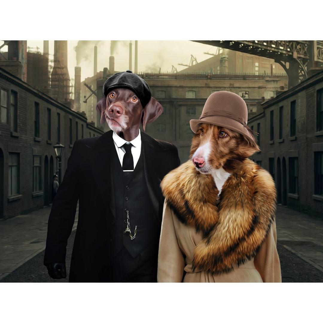 Pet Portraits | Peaky Blinders Male & Female: Custom Digital Pet Portrait | Paw & Glory