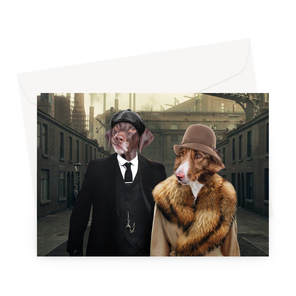 Peaky Blinders Male & Female: Custom Pet Greeting Card - Paw & Glory - Dog Portraits - Pet Portraits