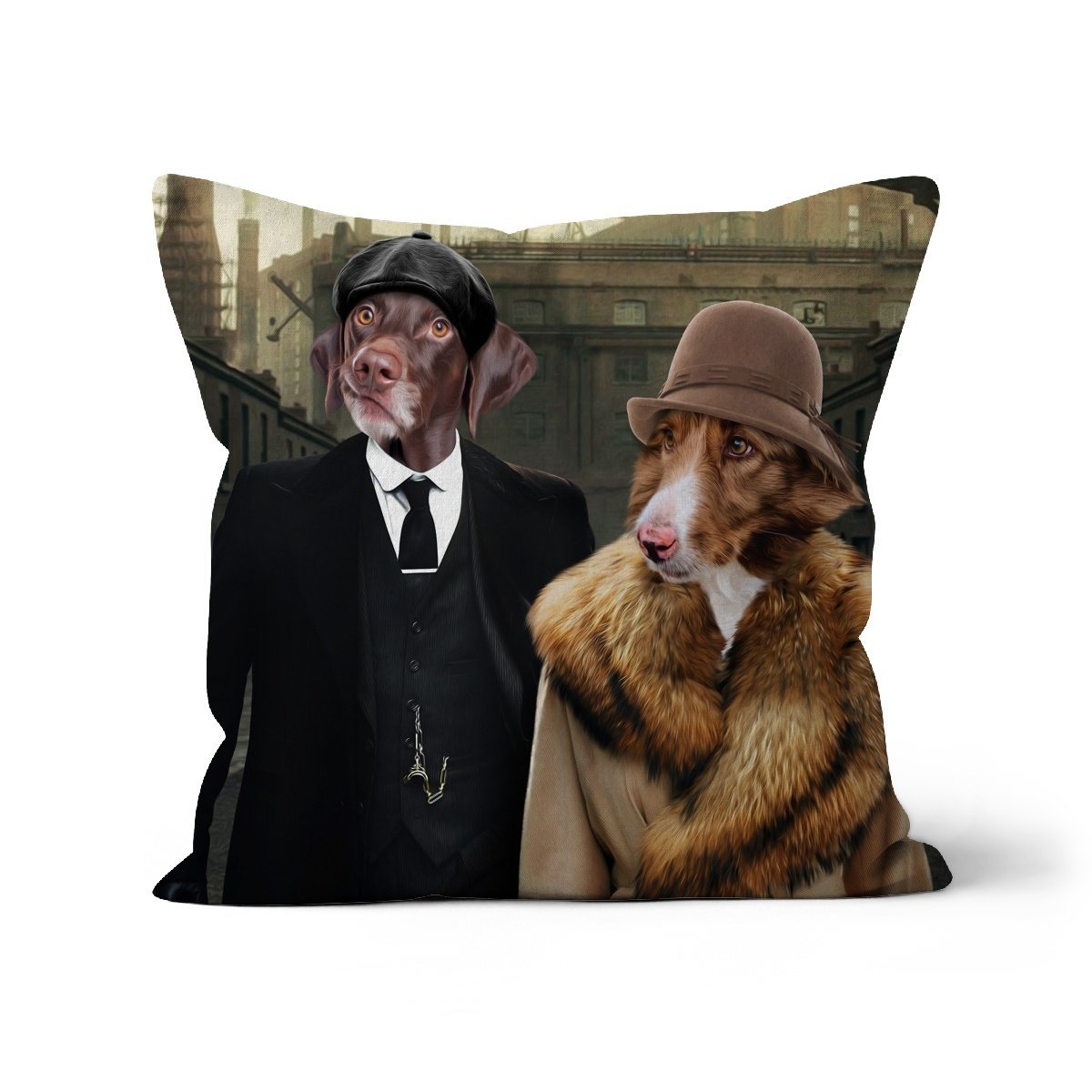 Pet Portraits | Peaky Blinders Male & Female: Custom Pet Pillow | Paw & Glory
