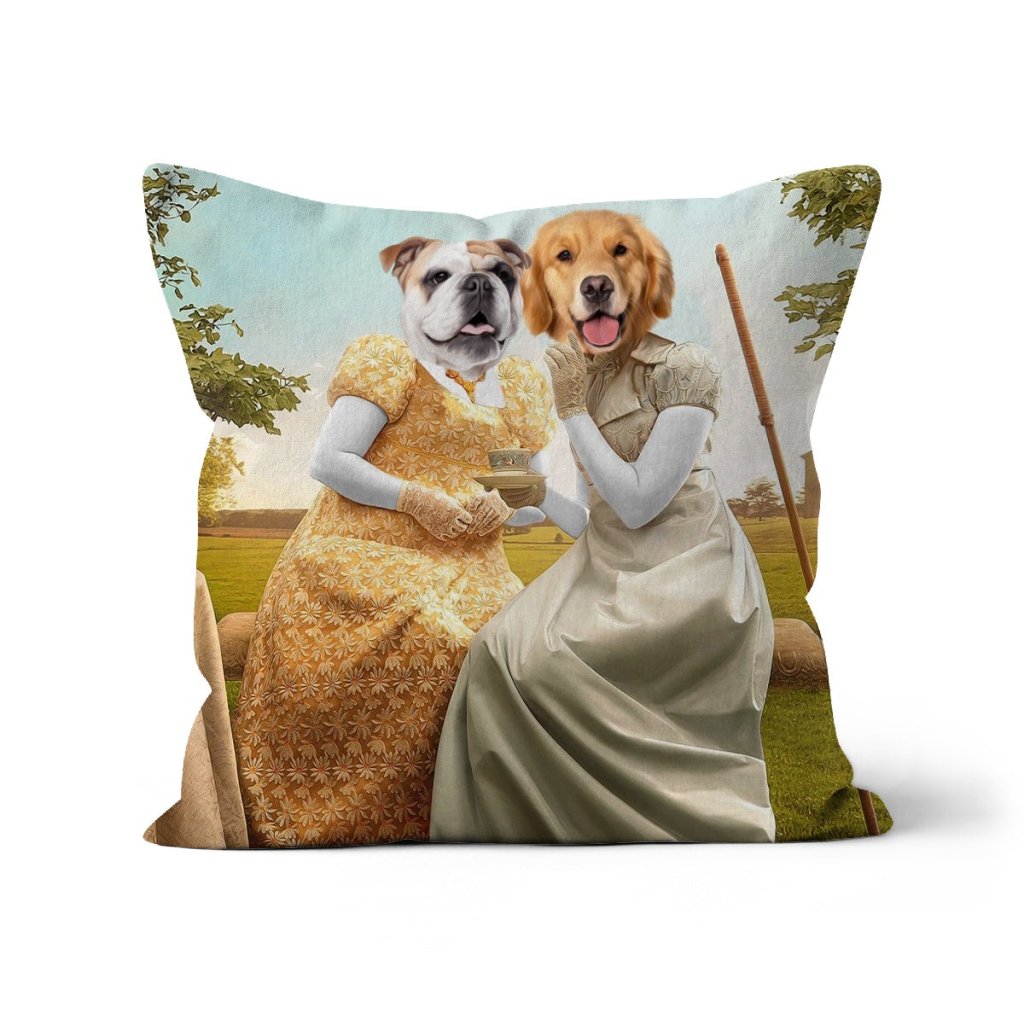 Pet Portraits | Penelope & Eloise (Bridgerton inspired): Custom Pet Pillow | Paw & Glory