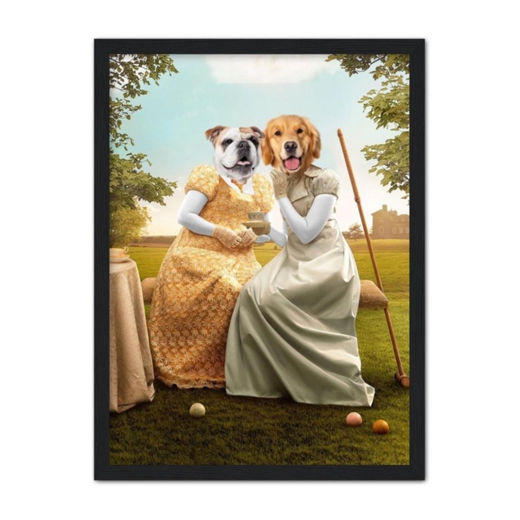 Penelope & Eloise (Bridgerton inspired): Custom Pet Portrait - Paw & Glory - Dog Portraits - Pet Portraits