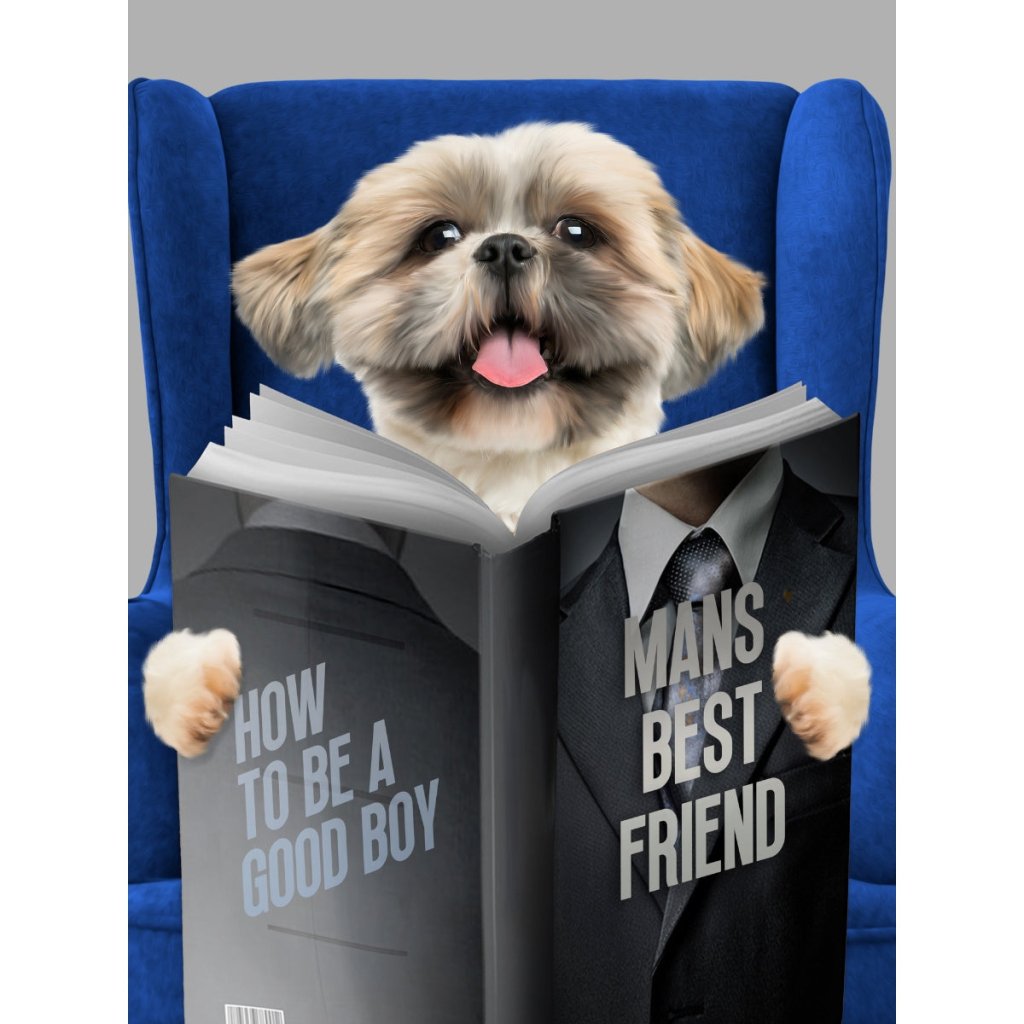 Pet Portraits | Pet Reading A Book: Custom Digital Download Pet Portrait | Paw & Glory