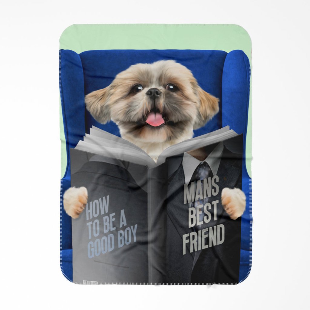 Pet Portraits | Pet Reading A Book: Custom Pet Blanket | Paw & Glory