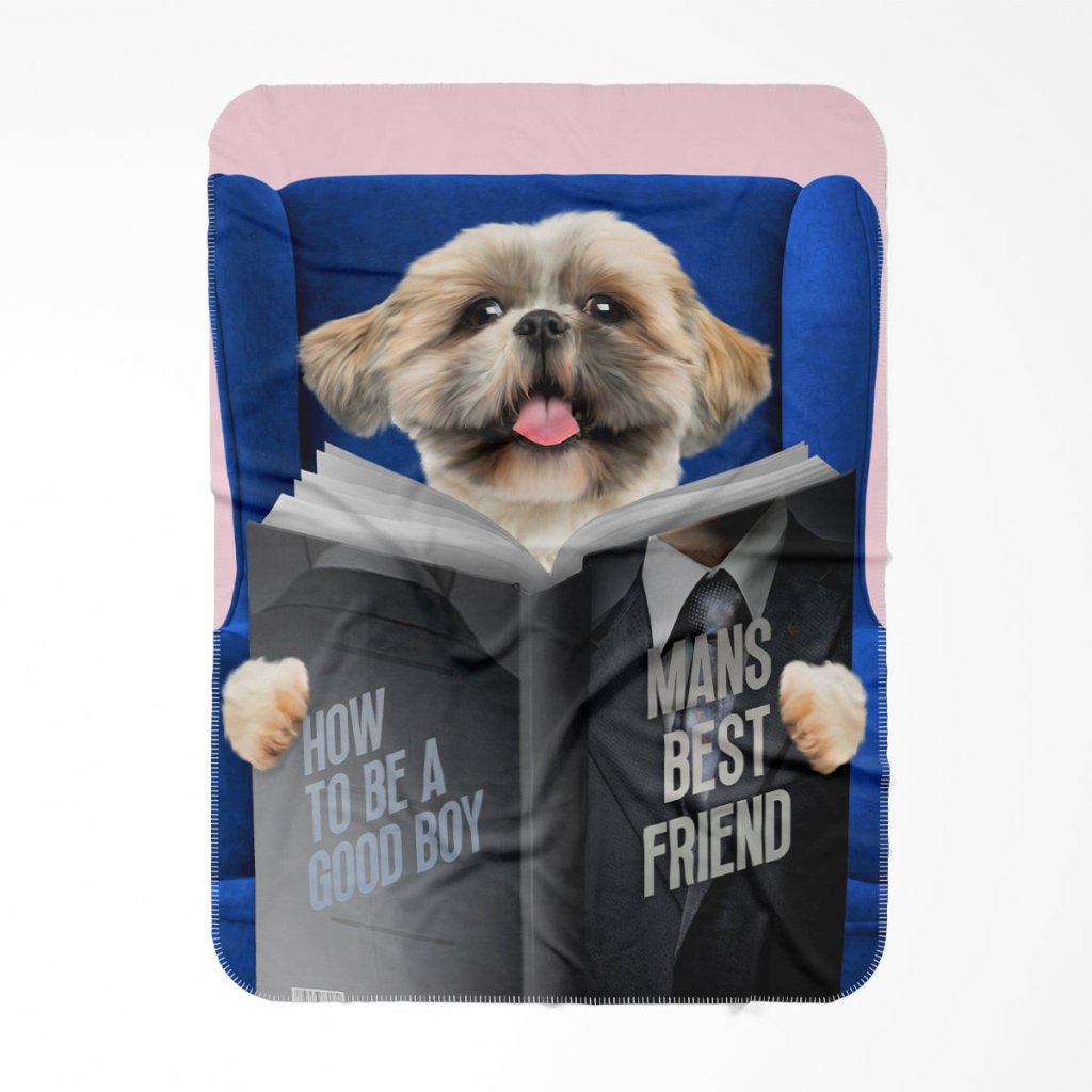 Pet Portraits | Pet Reading A Book: Custom Pet Blanket | Paw & Glory