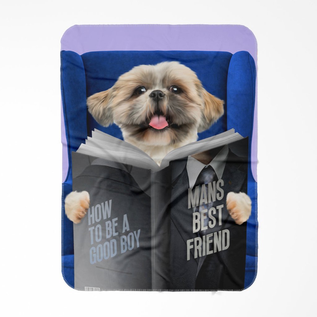 Pet Portraits | Pet Reading A Book: Custom Pet Blanket | Paw & Glory