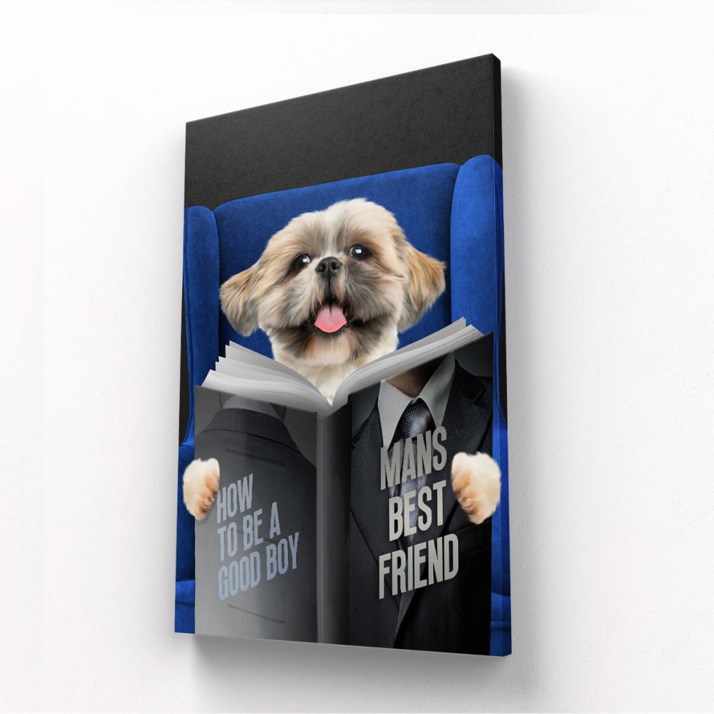 Pet Portraits | Pet Reading A Book: Custom Pet Canvas | Paw & Glory