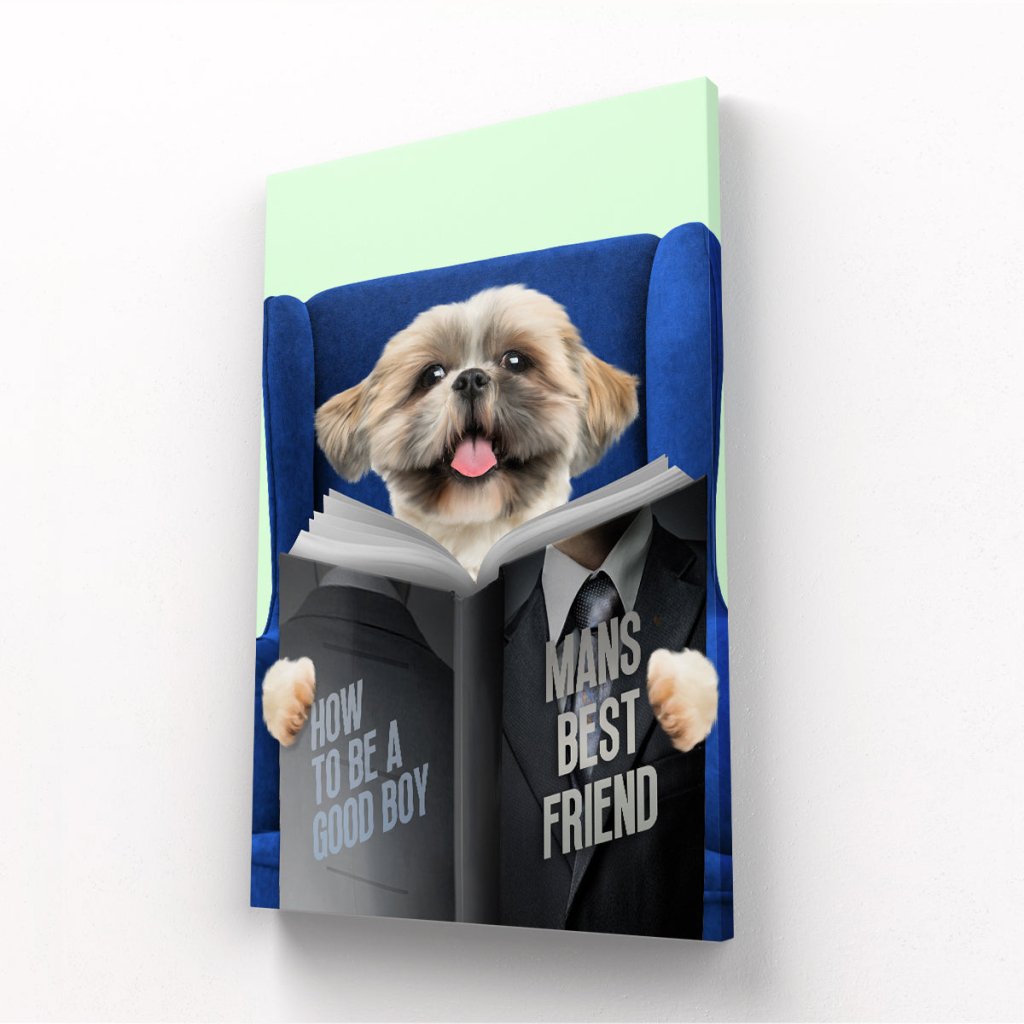 Pet Portraits | Pet Reading A Book: Custom Pet Canvas | Paw & Glory