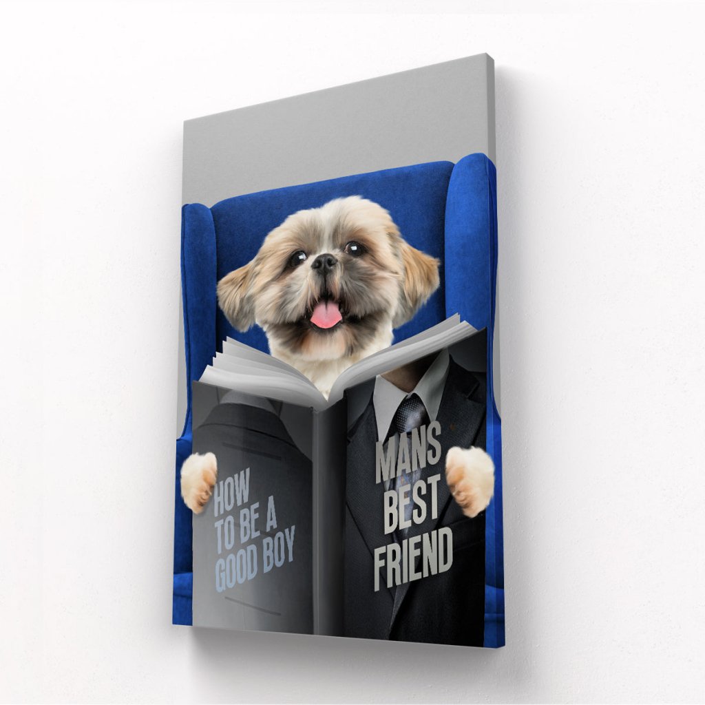 Pet Portraits | Pet Reading A Book: Custom Pet Canvas | Paw & Glory