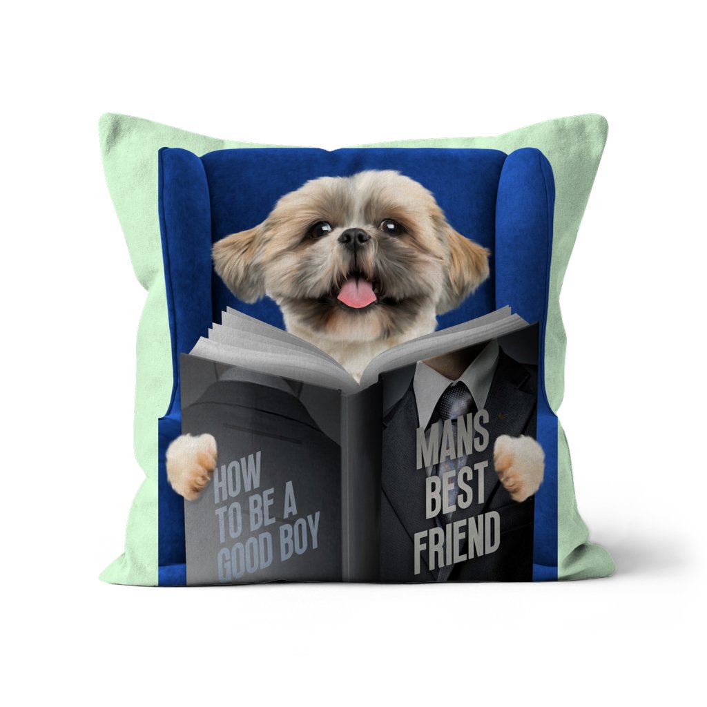 Pet Portraits | Pet Reading A Book: Custom Pet Pillow | Paw & Glory