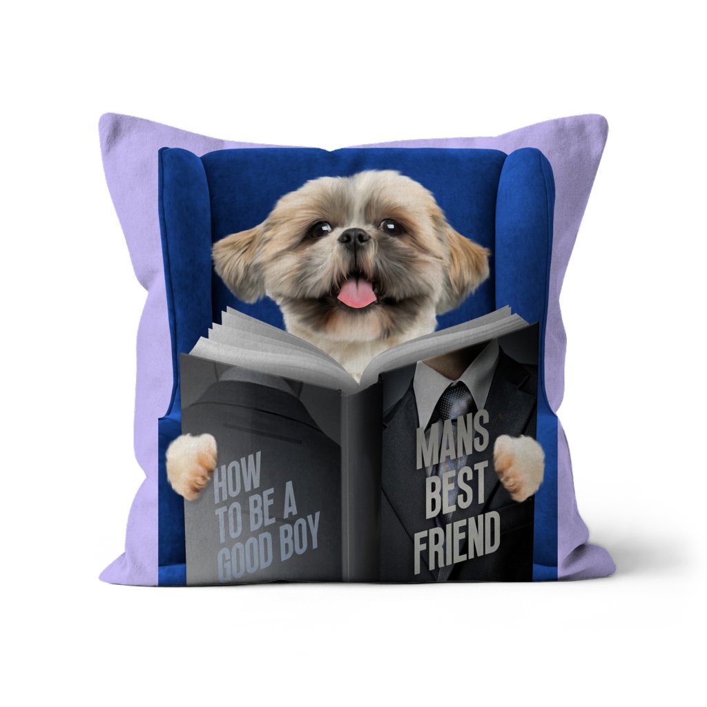 Pet Portraits | Pet Reading A Book: Custom Pet Pillow | Paw & Glory