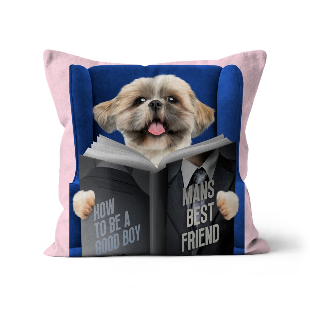 Pet Portraits | Pet Reading A Book: Custom Pet Pillow | Paw & Glory