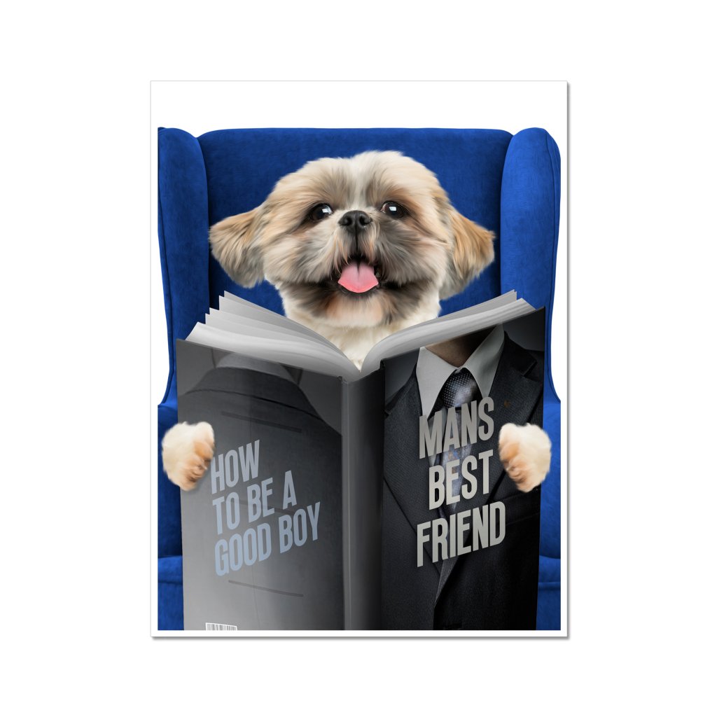 Pet Portraits | Pet Reading A Book: Custom Pet Poster | Paw & Glory
