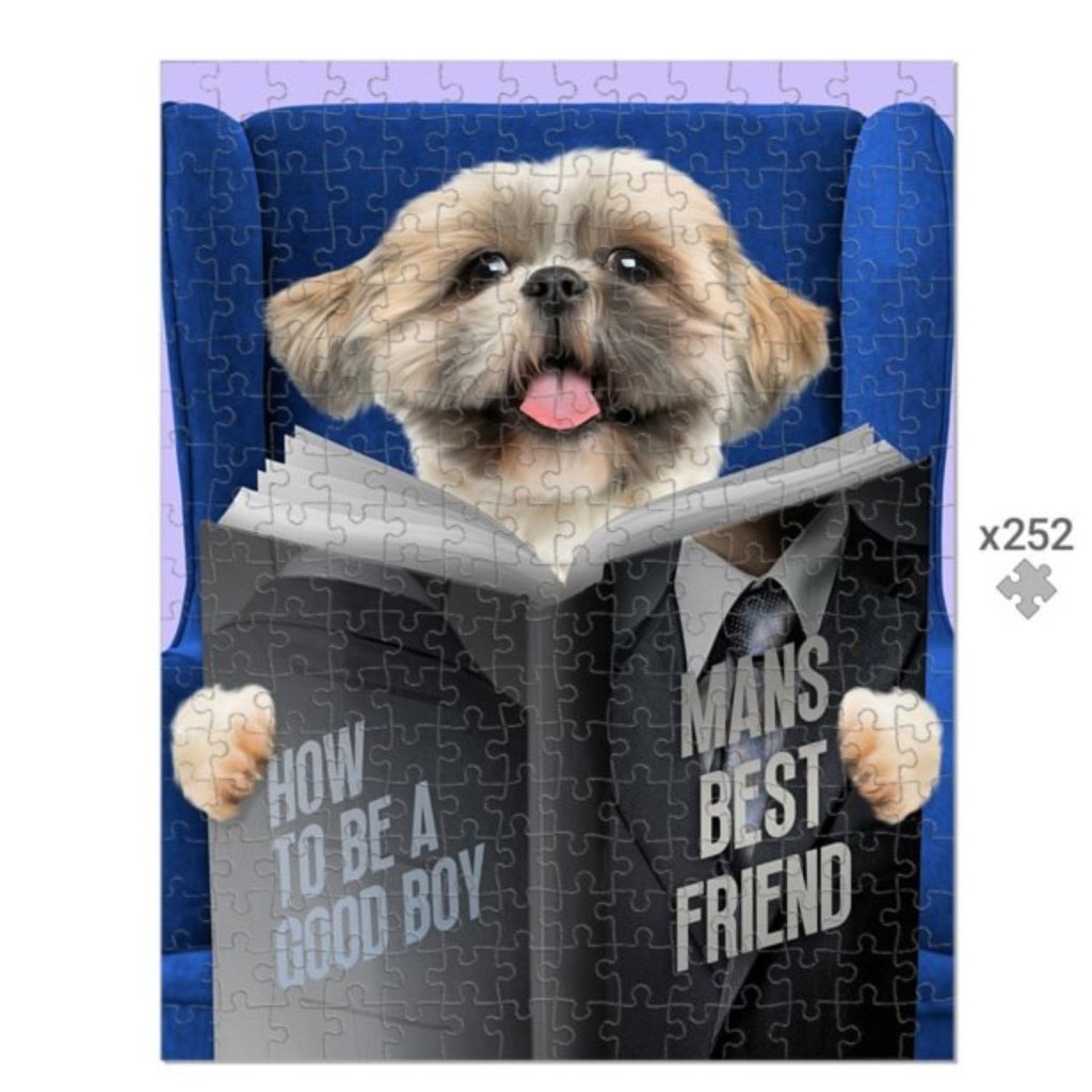 Pet Portraits | Pet Reading A Book: Custom Pet Puzzle | Paw & Glory