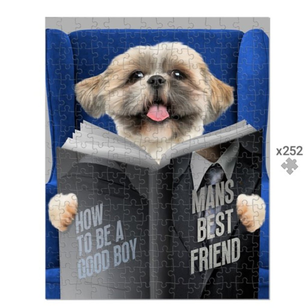 Pet Portraits | Pet Reading A Book: Custom Pet Puzzle | Paw & Glory