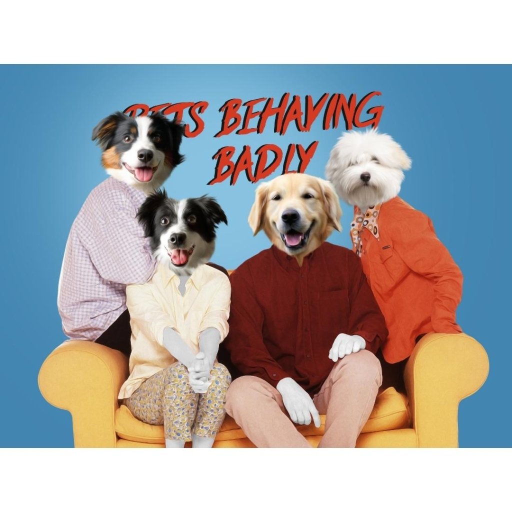 Pet Portraits | Pets Behaving Badly: Custom Digital Download Pet Portrait | Paw & Glory