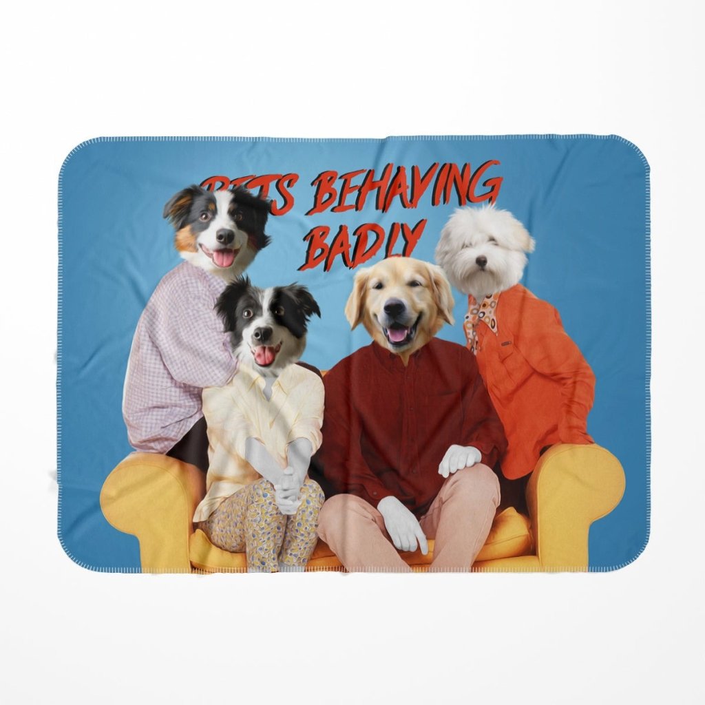 Pet Portraits | Pets Behaving Badly: Custom Pet Blanket | Paw & Glory