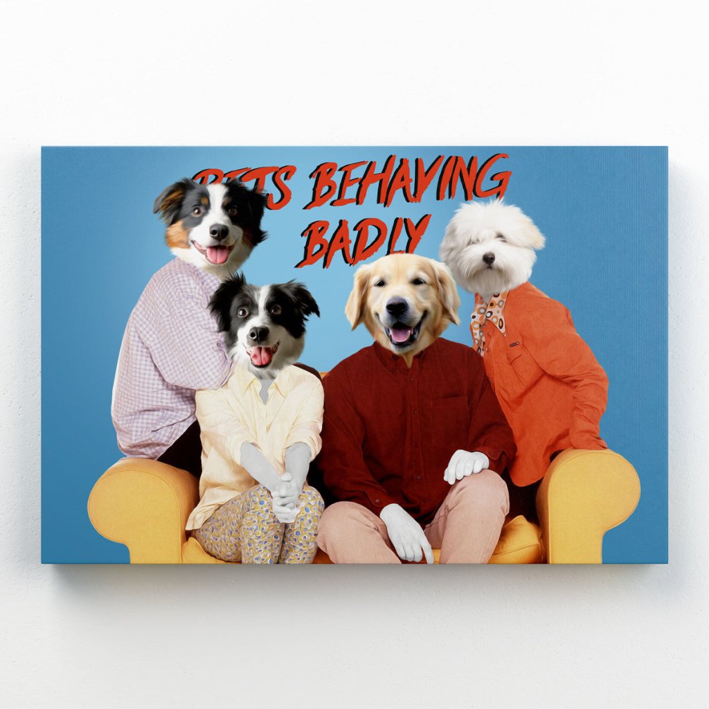Pet Portraits | Pets Behaving Badly: Custom Pet Canvas | Paw & Glory