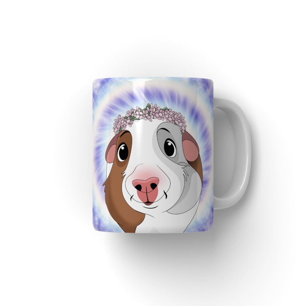 Pet Portraits | Pink Blossom Crown: Cartoon Pet Coffee Mug | Paw & Glory