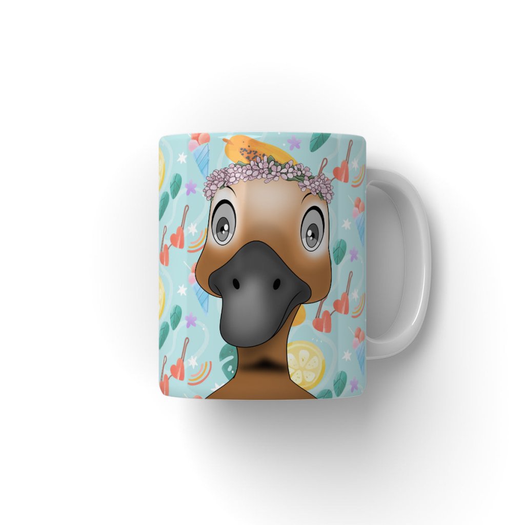 Pet Portraits | Pink Blossom Crown: Cartoon Pet Coffee Mug | Paw & Glory