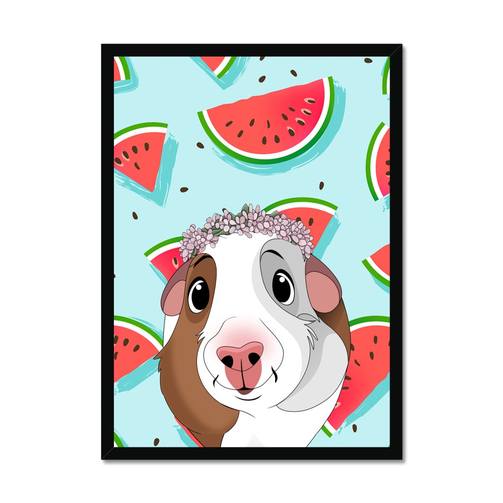 Pet Portraits | Pink Blossom Crown: Cartoon Pet Portrait | Paw & Glory