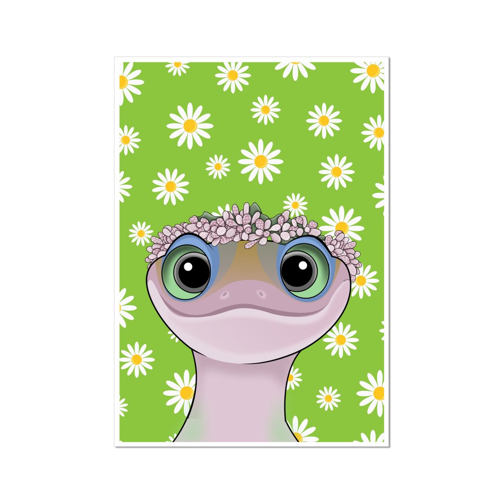 Pet Portraits | Pink Blossom Crown: Cartoon Pet Poster | Paw & Glory