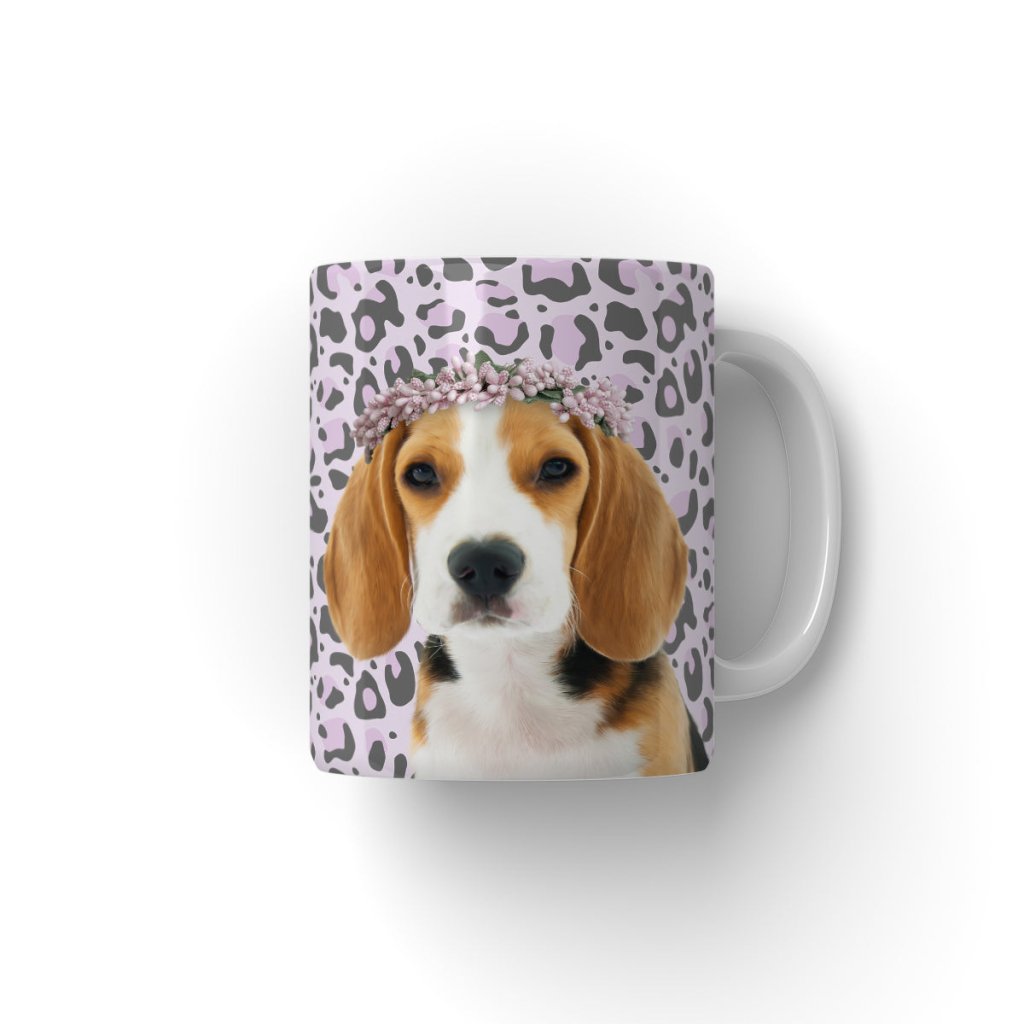 Pet Portraits | Pink Blossom Crown: Minimalist Pet Coffee Mug | Paw & Glory
