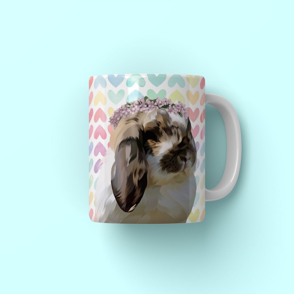 Pet Portraits | Pink Blossom Crown: Modern Pet Coffee Mug | Paw & Glory